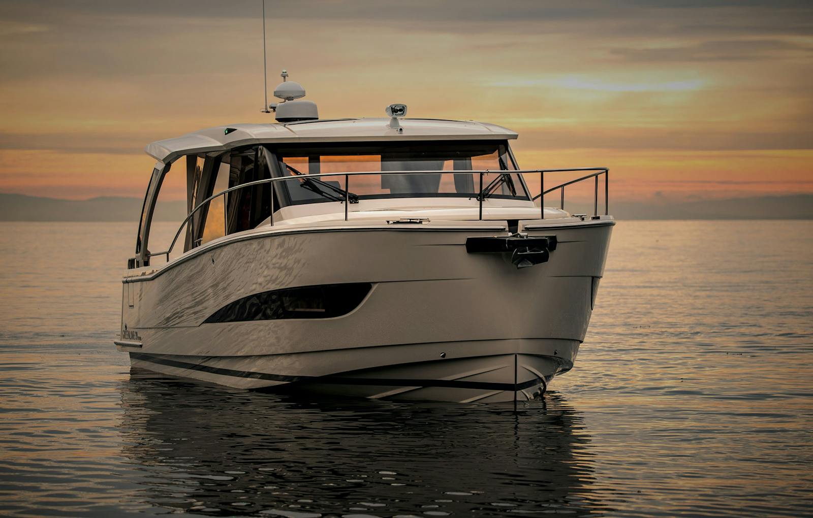 Greenline 39 bow and hull at sunset