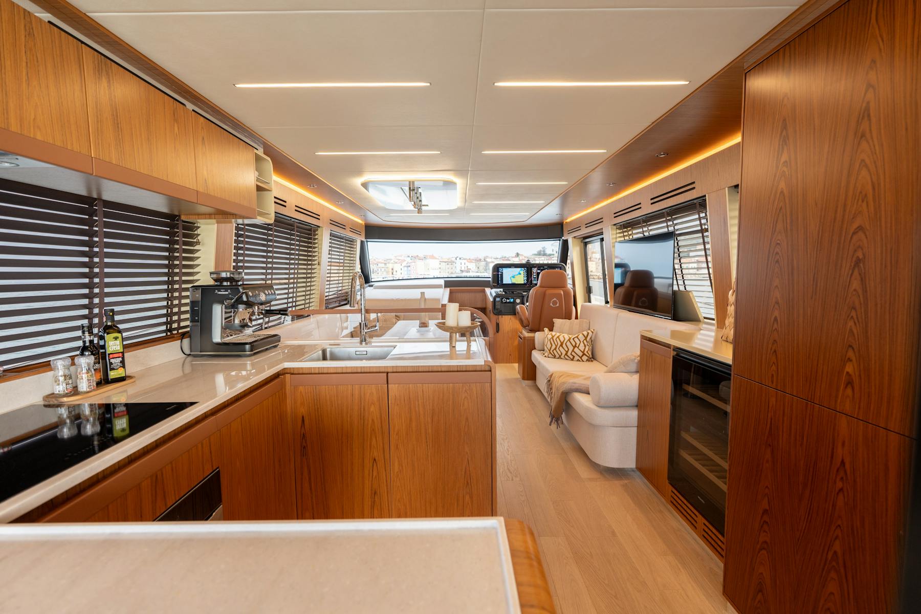 Greenline 58 Coupe galley connected to the saloon